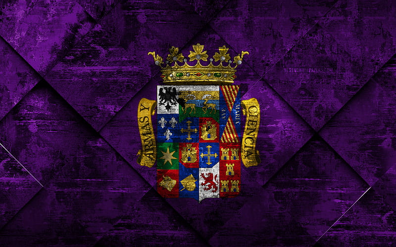 Flag of Palencia grunge art, rhombus grunge texture, spanish province, Palencia flag, Spain, national symbols, Palencia, provinces of Spain, creative art, HD wallpaper