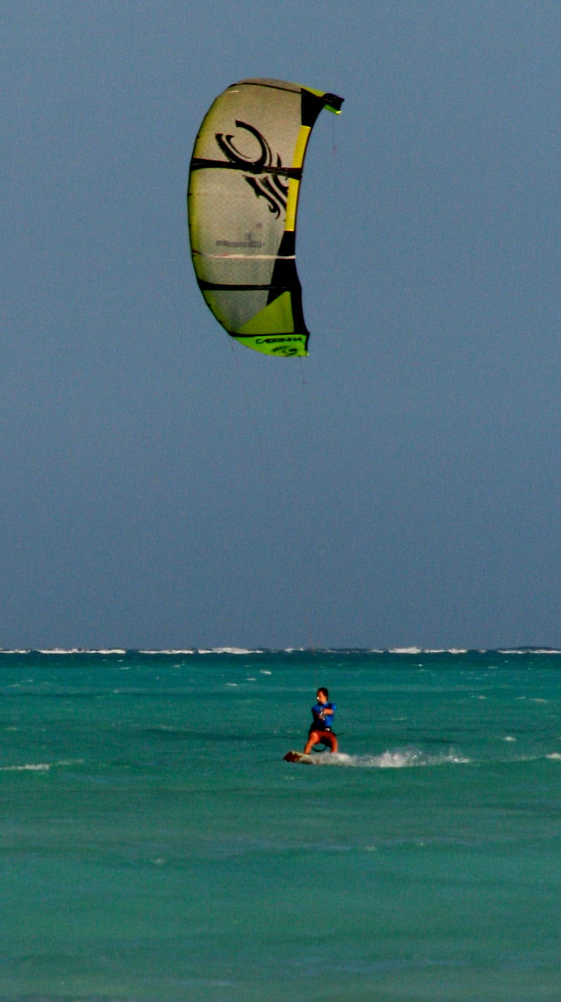 Kiteboarding, kite, kiteboard, water, zanzibar, HD phone wallpaper