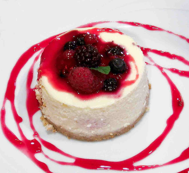 cake puddings, cake, berries, cream, pudding, dessert, sweet, HD wallpaper