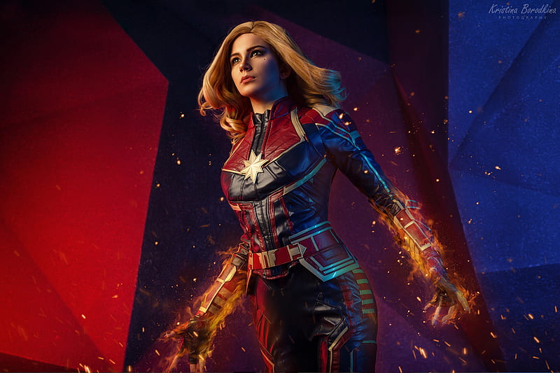 Captain Marvel Cosplay, captain-marvel, superheroes, cosplay, HD wallpaper