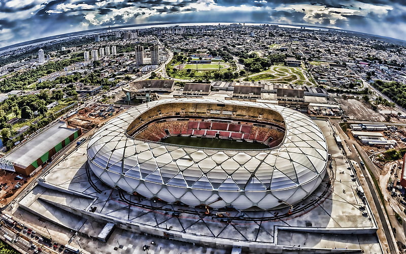 Amazon Arena, R, football stadium, soccer, Amazonia, Manaus, Amazonas, Brazil, HD wallpaper