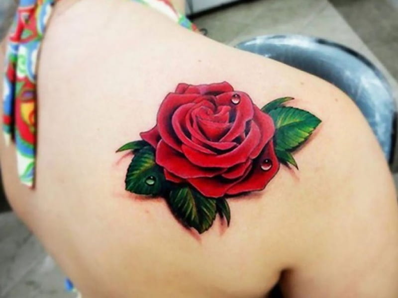 Red Rose Temporary Tattoo by Lena Fedchenko set of 3 - Etsy