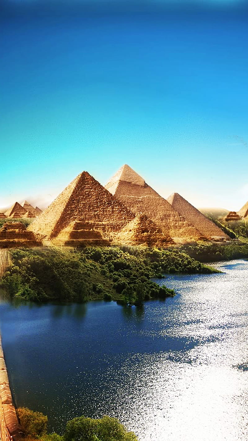 Piramyds, egypt, pyramid, river, sky, HD phone wallpaper | Peakpx