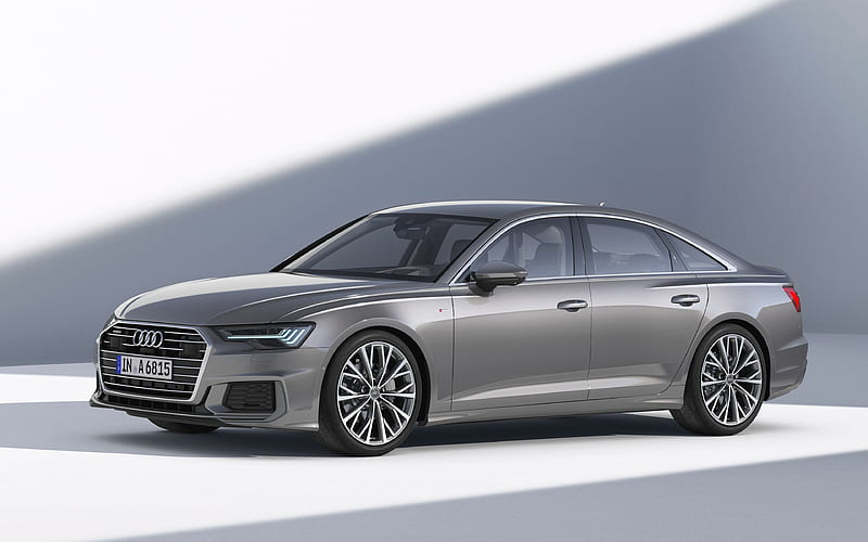 Audi A6, 2019, 50 TDI quattro, S line, C8, business class gray sedan, new gray a6 2019, German cars, Audi, HD wallpaper