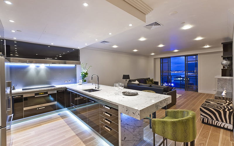 Modern Kitchen Design, architecture, modern, rooms, desenho, kitchens, home interiors, HD wallpaper