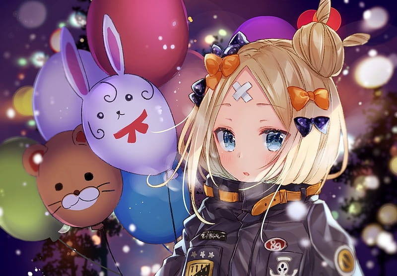 abigail williams, cute, balloons, loli, fate grand order, blonde, Anime, HD wallpaper