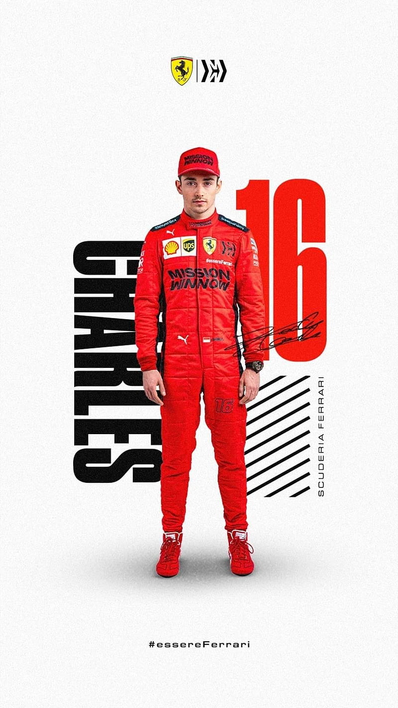 Scuderia Ferrari, 16, charles leclerc, driver, f 1, ferrari, formula 1, formula one, italy, red, HD phone wallpaper