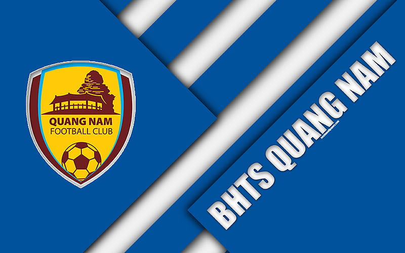 Quang Nam FC material design, logo, blue white abstraction, Vietnamese football club, V-League 1, Quan Nam, Vietnam, football, HD wallpaper