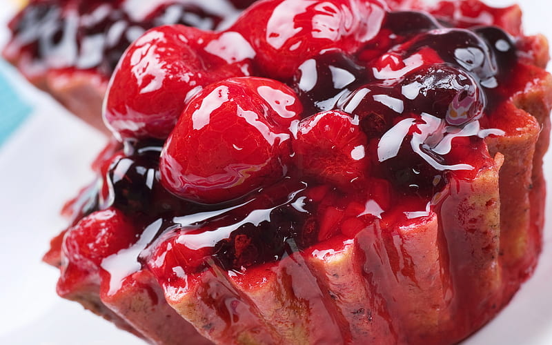 Delicious cake, cake, fruit, red, food, tasty, jelly, dessert, HD wallpaper