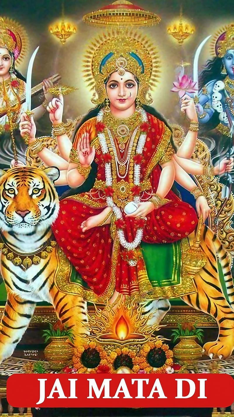 Jay Mata Di, lord durga, lord, god, durga, bhakti, devtional, HD phone wallpaper