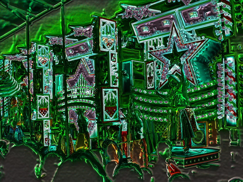 Chrometown, chinatown, chrome, green, abstract, HD wallpaper