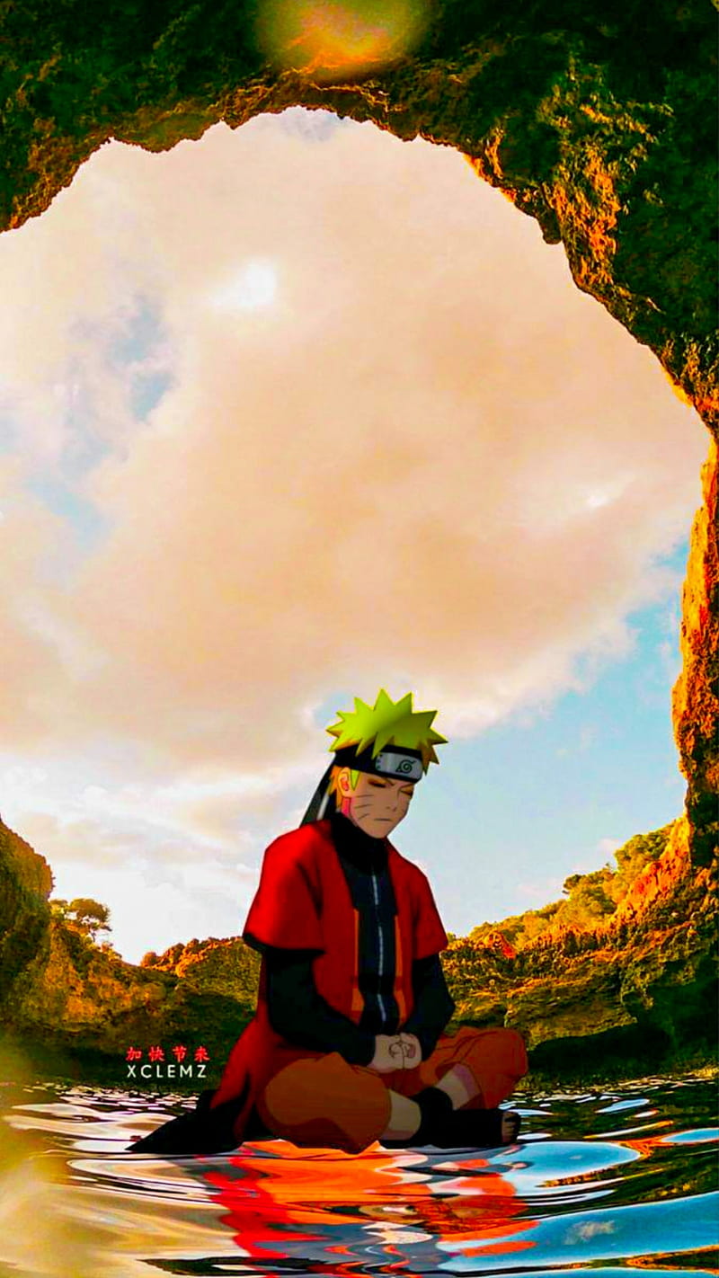 Naruto kun, anime, iphone, iphone 12, lago, modo naruto sabio