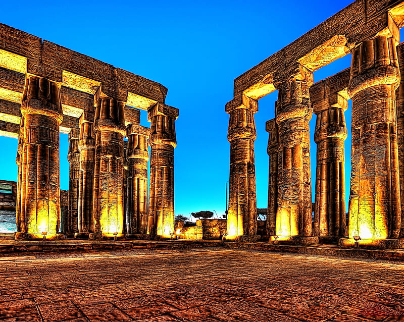 Luxor Temple, ancient, egypt, sunset, HD wallpaper