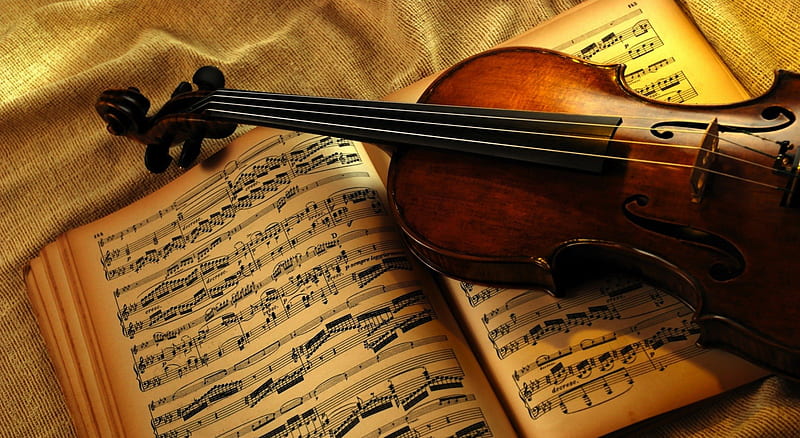 Violin with Notes, violin, notes, music, Retro, score, Art deco, HD wallpaper
