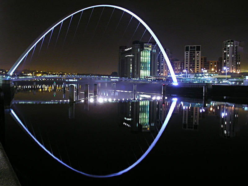 Bridge, newcastle, city, lights, night, HD wallpaper