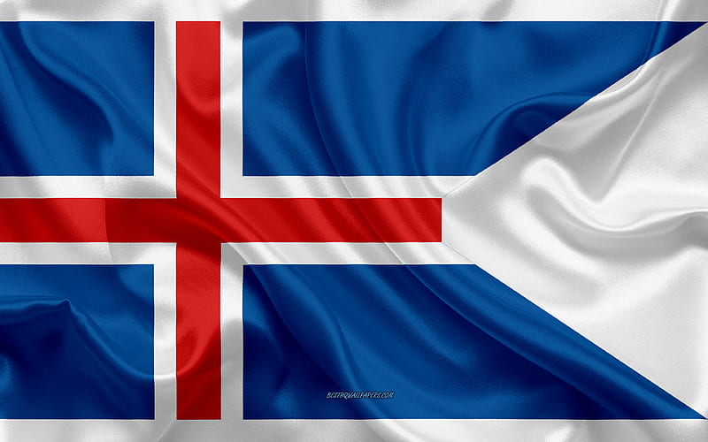 Flag of Military of Iceland, State flag of Iceland silk texture, silk flag, Iceland, HD wallpaper