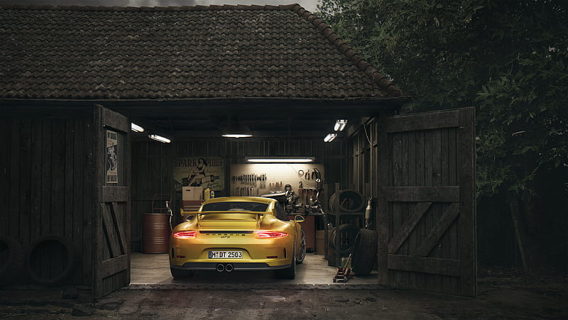 Porsche Gt3 Barn, porsche-gt3, porsche, carros, behance, HD wallpaper