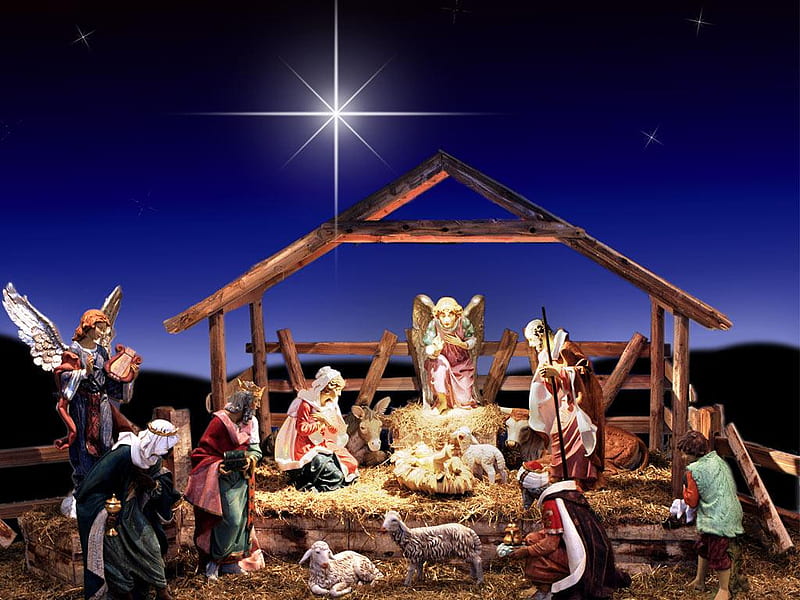 Nativity Scene, nativity, abstract, star, manger, HD wallpaper