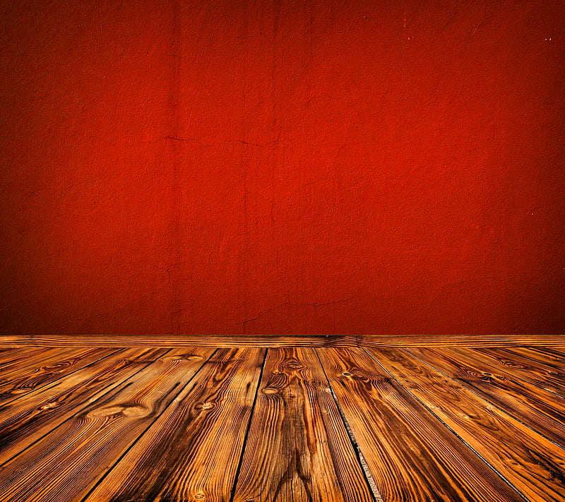 Red Wall, floor, hardwood, room, HD wallpaper