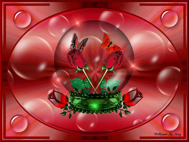 Red Spring Roses 1600x1200, Globes, Butterflies, RedRoses, Roses, Flowers, HD wallpaper