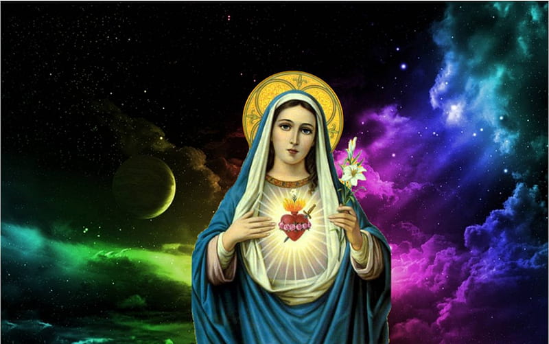 Inmaculate heart of Saint Mary, christ, jesus, heart, virgin, mary, mother, HD wallpaper