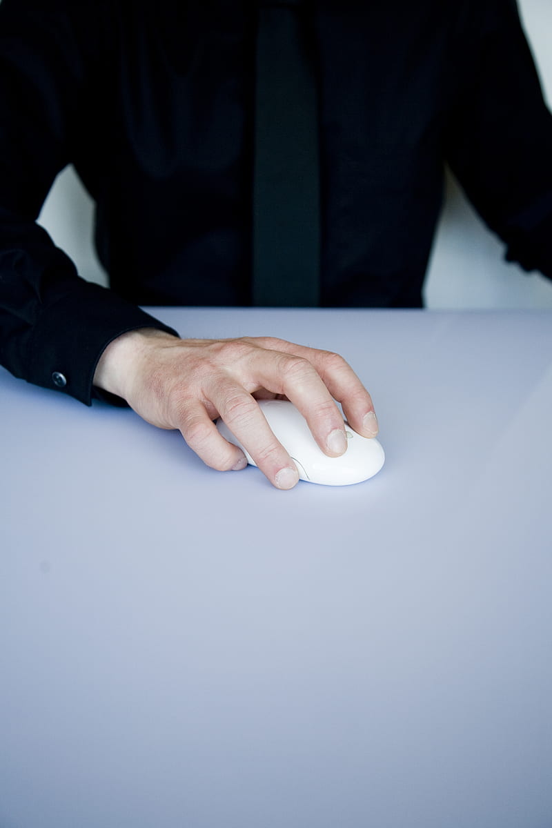 person holding white cordless computer mouse, HD phone wallpaper
