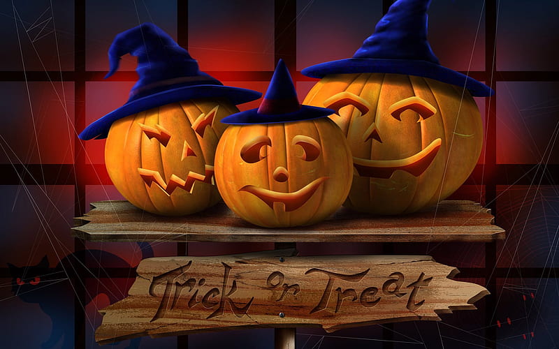 Halloween, pumpkins, 3d, creative, HD wallpaper