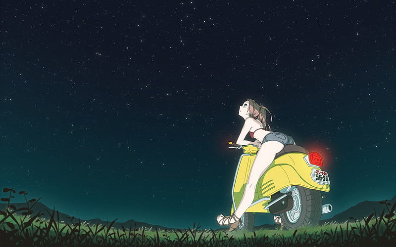 Stargazing Girl Photo Realistic Anime Generative AI Stock Illustration -  Illustration of vibe, stars: 275124571