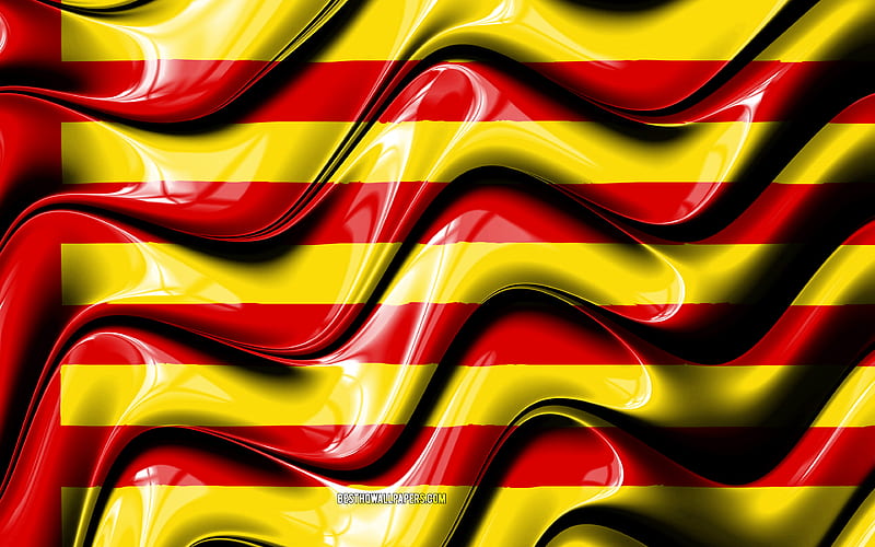 Sagunto Flag Cities of Spain, Europe, Flag of Sagunto, 3D art, Sagunto, Spanish cities, Sagunto 3D flag, Spain, HD wallpaper
