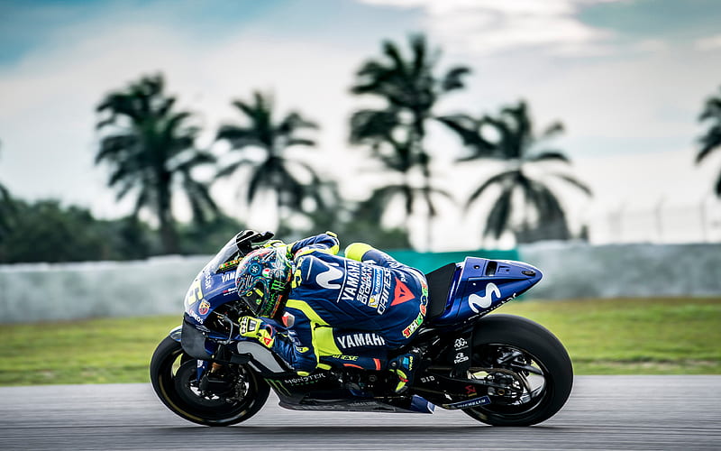 Valentino Rossi, raceway, MotoGP, 2018 bikes, Yamaha YZR-M1, Michelin, motorcycle rider, Movistar Yamaha team, HD wallpaper