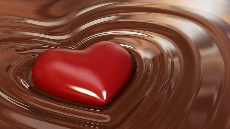 Chocolate In Heart Shape, chocolate, candy, sweets, heart, love, HD wallpaper