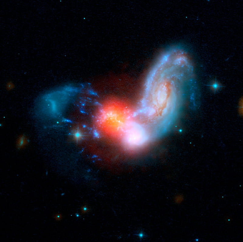 Starburst Galaxy II ZW 096, stars, space, nasa, starburst, infrared, galaxy ii zw 096, spitzer space telescope, galaxies, HD wallpaper
