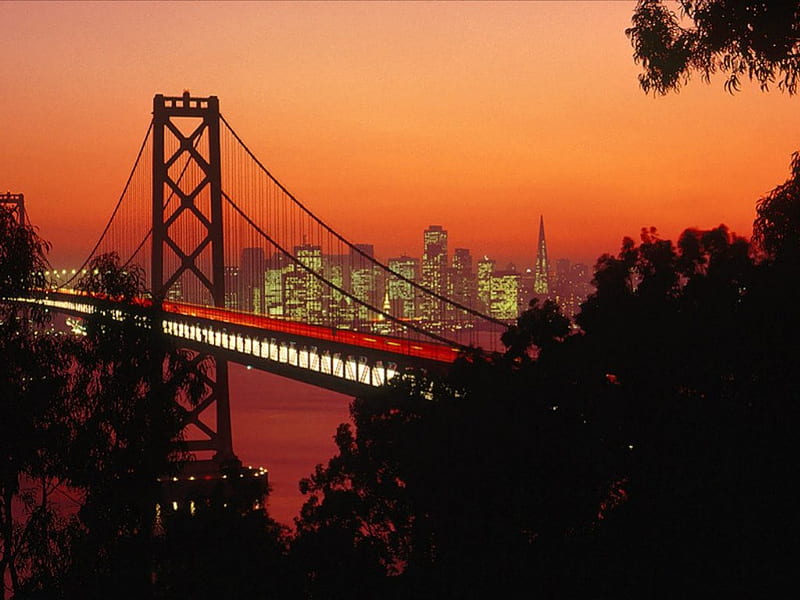 Evening San Fransisco Bridge, city bridge evening, city, san francisco, HD wallpaper