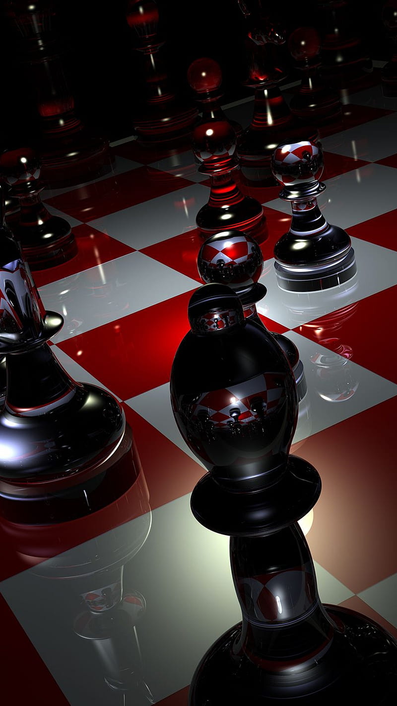 chess, glass, red, white, HD phone wallpaper