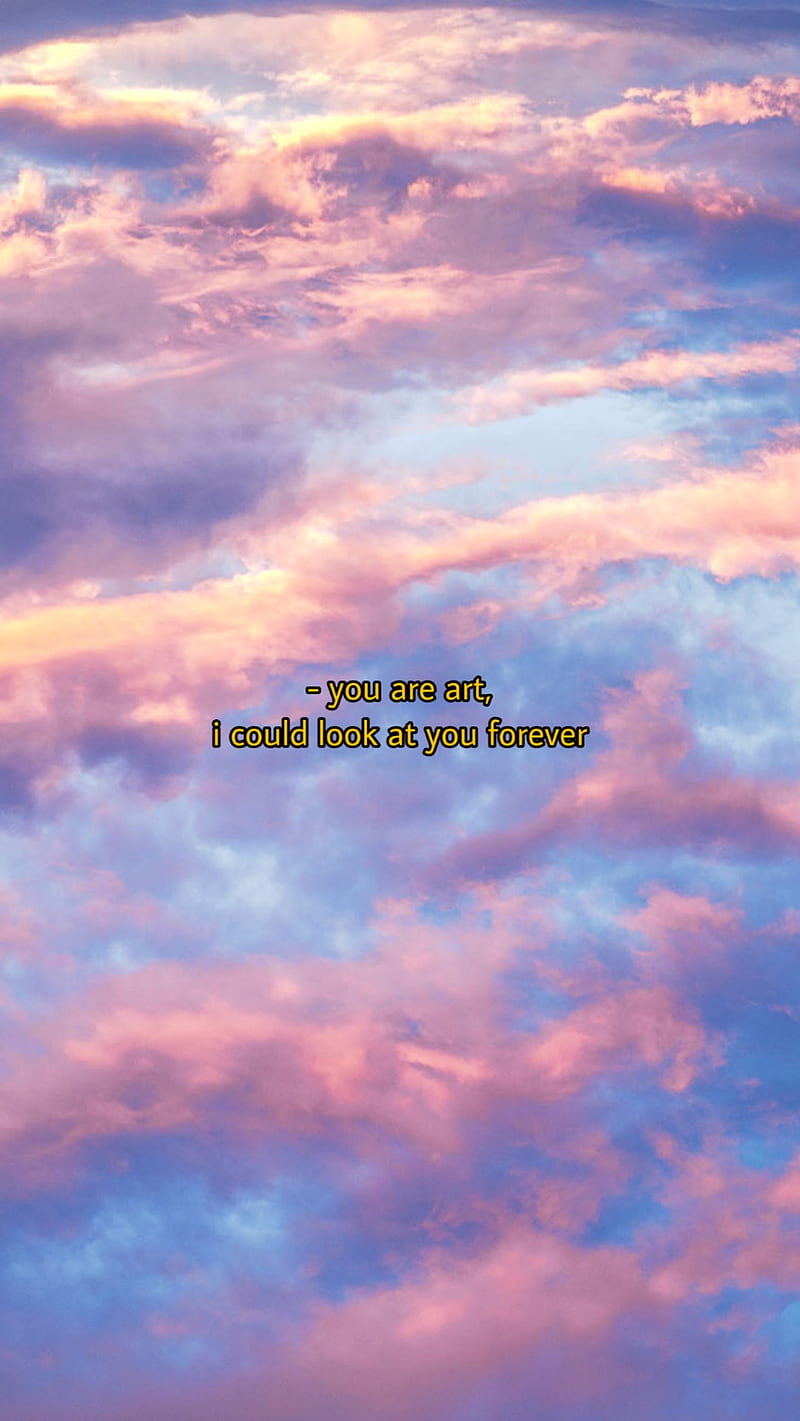 Aesthetic, blue, cloud, clouds, pink, text, yellow, HD phone wallpaper ...