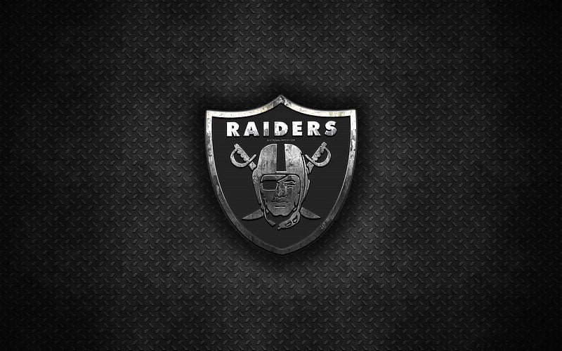 Oakland Raiders, American football club, metal logo, Oakland, California, USA, creative art, NFL, emblem, black metal background, american football, National Football League, HD wallpaper