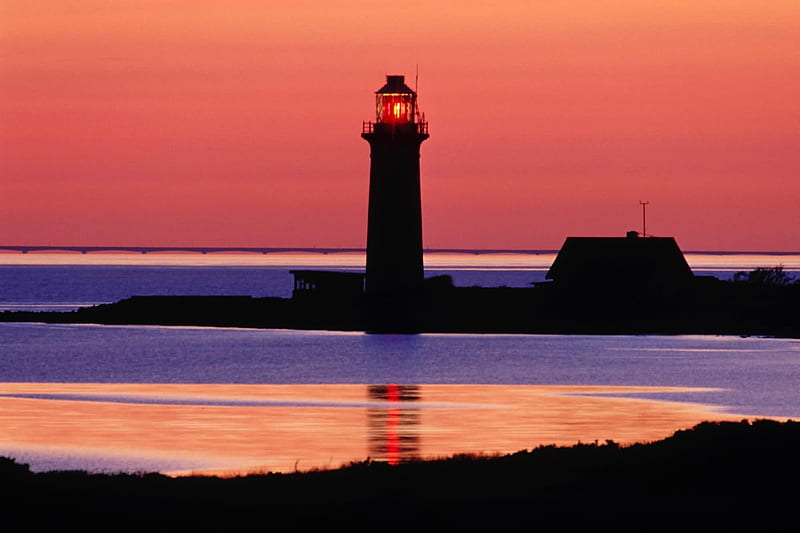 Lighthouse on Omoe Island in Denmark, architecture, denmark, lighthouse, HD wallpaper