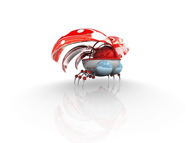 red crab 3d, red, 3d, white, abstract, shiney, animals, HD wallpaper