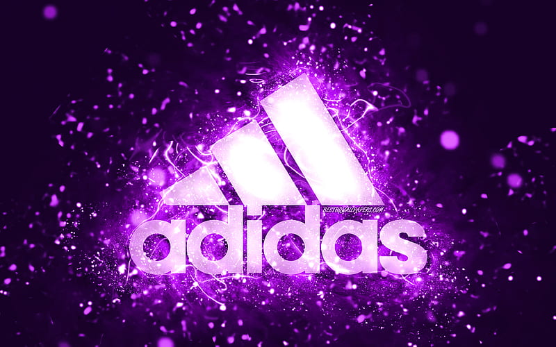 Adidas logo violeta luces de neón violetas, creativo, abstracto violeta, logo de adidas, Fondo de pantalla HD