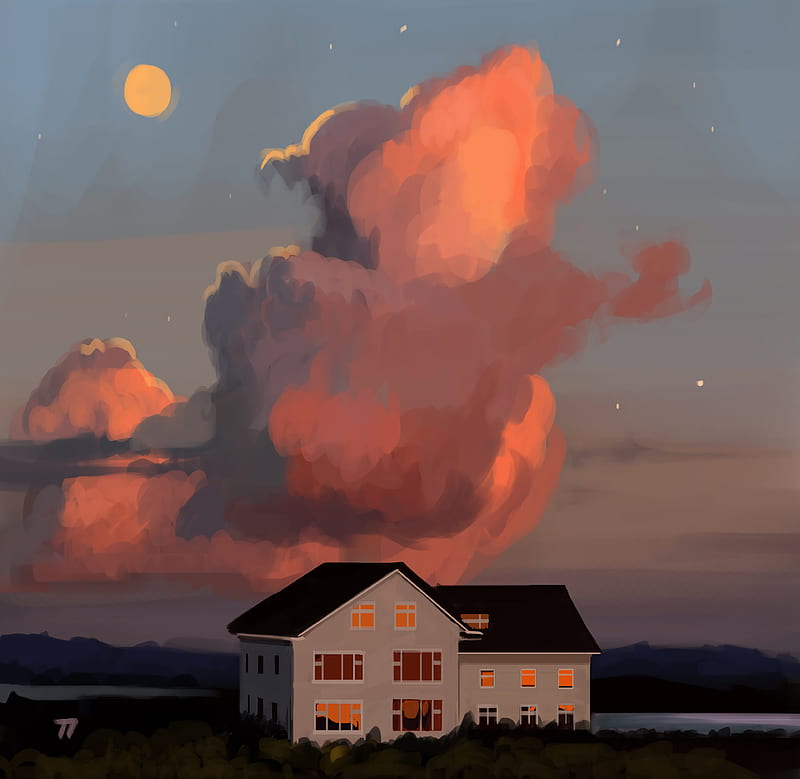 house, windows, sky, HD wallpaper