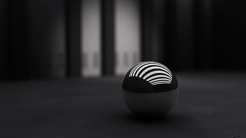 Black Ball With White Stripes On Floor Black, HD wallpaper