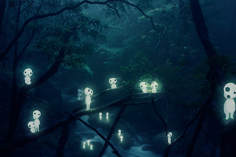 Kodama GHIBLI, spiritedaway, forestspirit, mononoke, spirit, studioghibli, princessmononoke, HD wallpaper
