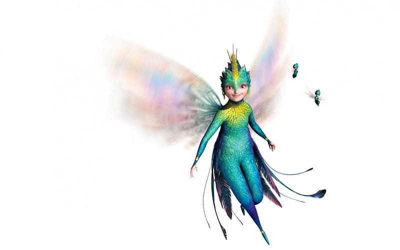 Tooth Fairy, wings, dreamworks, movie, Rise of the Guardians, fantasy, green, feather, white, pink, blue, HD wallpaper