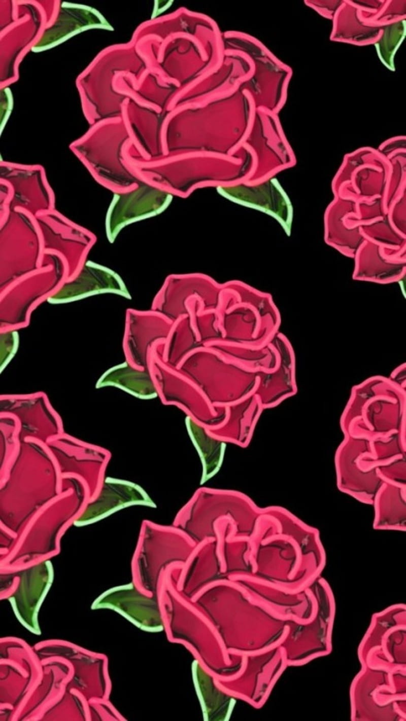 rose omg, abstract, black, flower, flowers, hello, pink, red, roses, HD phone wallpaper