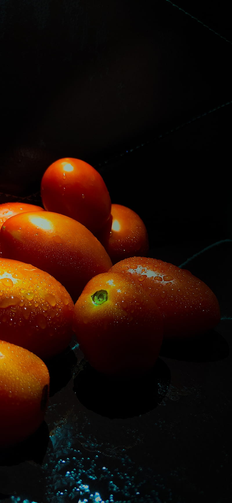 Tomato , amoled, amoled , black, dark, dark , darkwallpaler, fruit, green, orange, vegetable, HD phone wallpaper