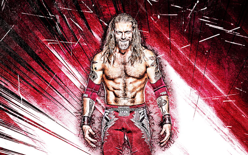 Edge, grunge art, Rated-R Superstar, WWE, canadian wrestlers, wrestling, purple abstract rays, Adam Joseph Copeland, female wrestlers, wrestlers, Edge, HD wallpaper