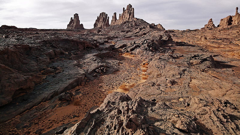 Africa Algeria Desert Landscape National Park Rock Sahara Stone Tassili N'Ajjer African, HD wallpaper