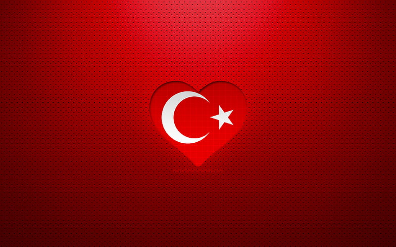 I Love Turkey Europe, red dotted background, turk bayragi heart, Turkey, favorite countries, Love Turkey, turk bayragi, HD wallpaper