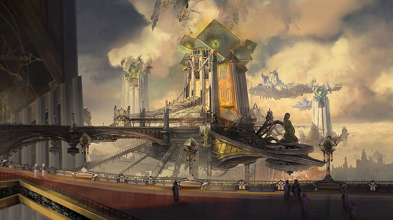 Steampunk floating city, DOVE ART. Floating city, Sci fi landscape, Concept art characters, HD wallpaper