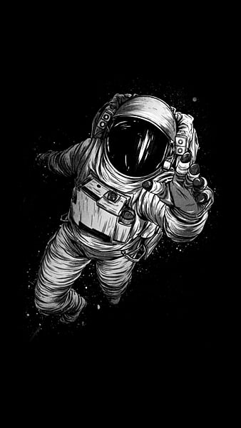 Astronaut in black, amoled, balc, galaxy, space, HD phone wallpaper